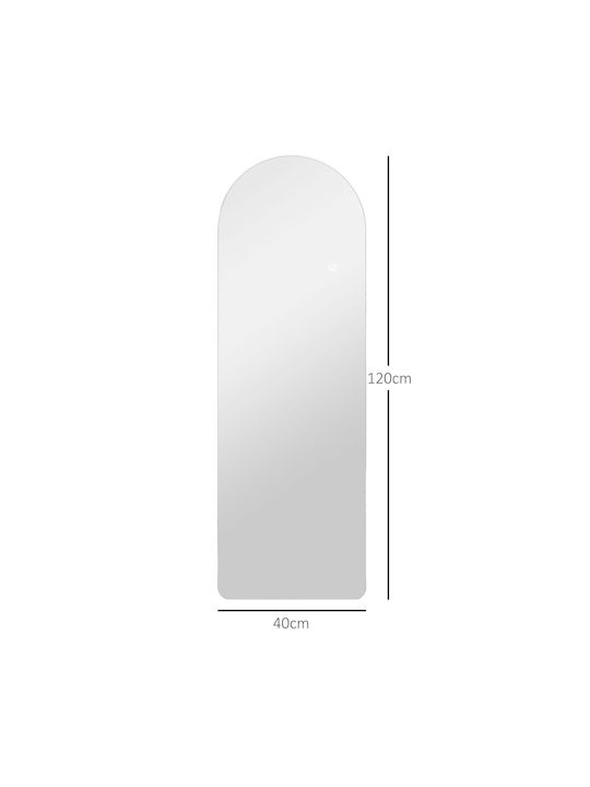 Homcom Wandspiegel Gebogen Verstellbare LED-Beleuchtung Touch-Steuerung Gehärtetes Glas 40x3x120 cm 831-891v90cr