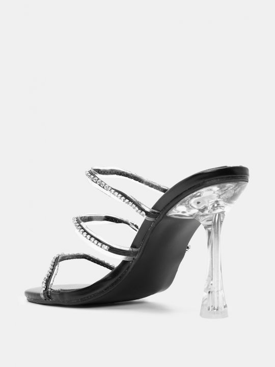 Luigi Women's Sandals Transparent with Strass Black