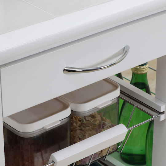 HomCom Кухненска количка Металик Бял 57x37x83см