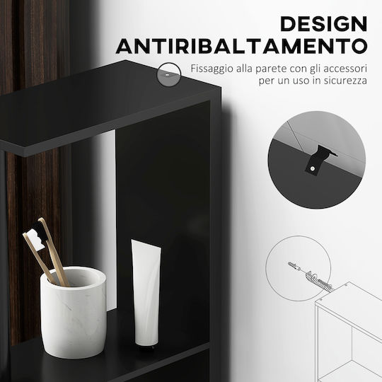 Kleankin Floor Bathroom Column Cabinet L15.2xD29.8xH118cm Black