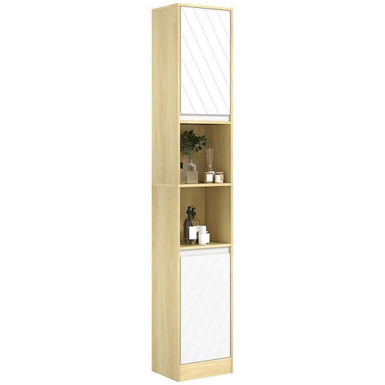 HomCom Badezimmersäule Boden H30xB24xH170cm Eiche