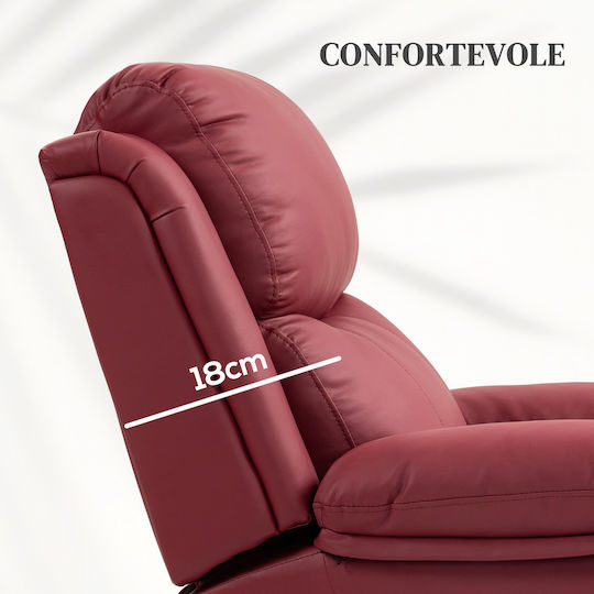 Relaxsessel mit Fußhocker aus Kunstleder Red 76x90x105cm