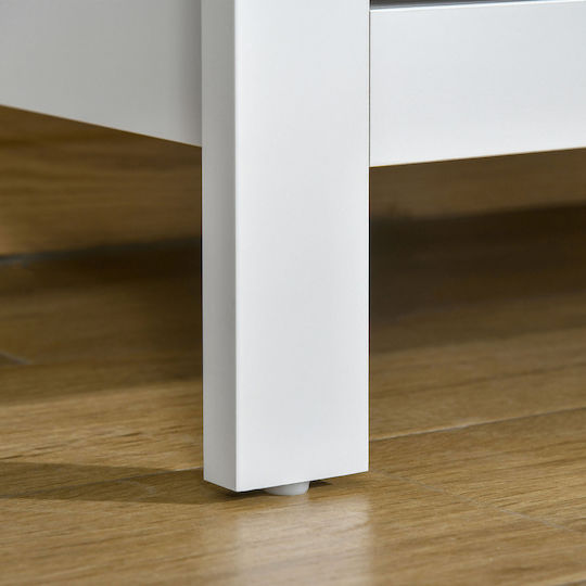 Wooden & Metallic Chest of Drawer with 5 Drawers White Wood 79x39.5x80.5cm