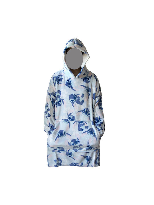 Disney Lilo & Stitch Κουβέρτα Μπλούζα Fleece Coral Ενήλικες Μανίκια Κουκούλα Aym076295 Ανοιχτό Μπλε