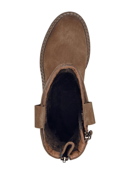 Leder Stiefeletten Damen Braun