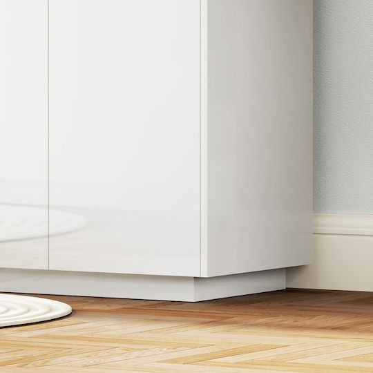 Homcom Moderner Sideboard-Schrank 2 Türen Soft-Close Verstellbare Regale 140x40x75cm Weiß Glänzend 83b-197v80wt