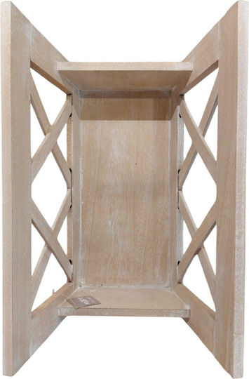 Ξύλινη Θήκη Περιοδικών Λευκή Μπεζ Le Monde 40x25x28cm