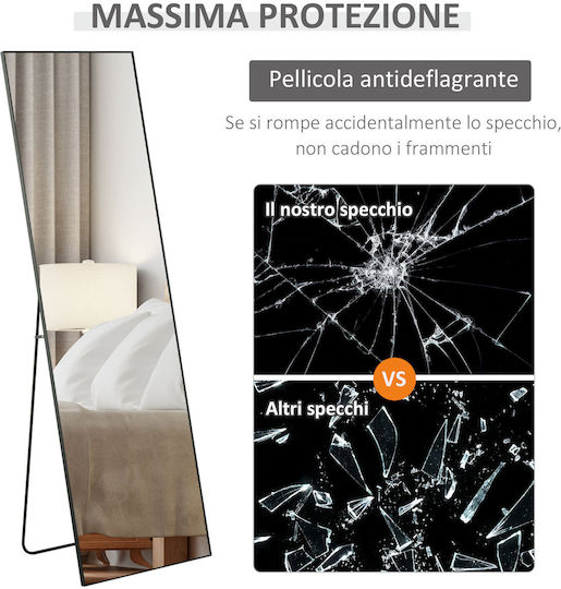 HomCom Floor Mirror with Black Metal Frame 161.5x50cm