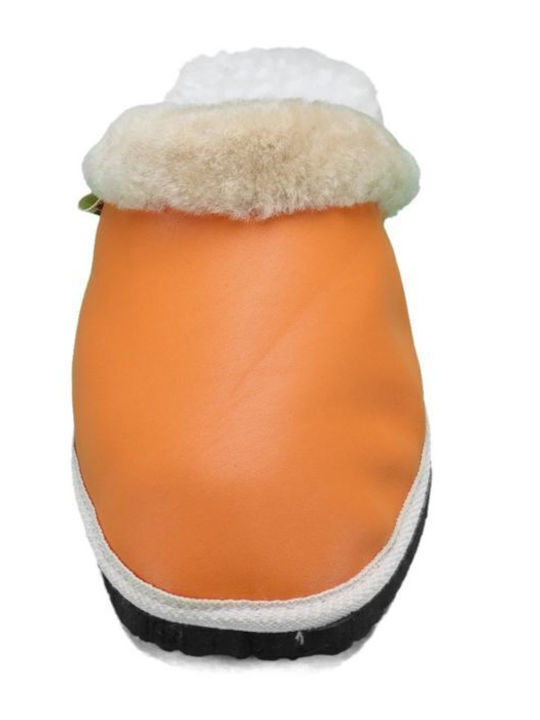 Anatomische Lederne Hausschuhe Orange