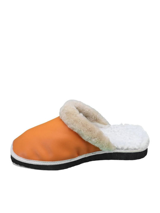 Anatomical Leather Women's Slippers Orange