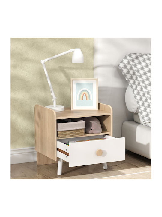 Wooden Kids Bedside Table White 40x32.5x40cm