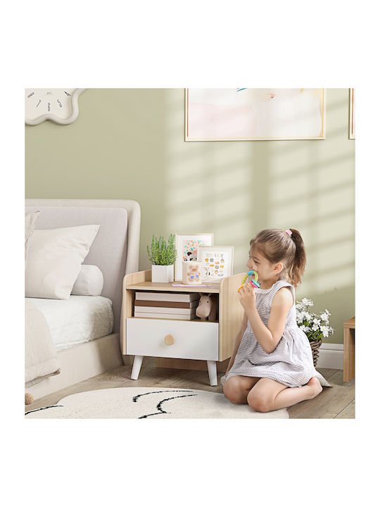 Wooden Kids Bedside Table White 40x32.5x40cm