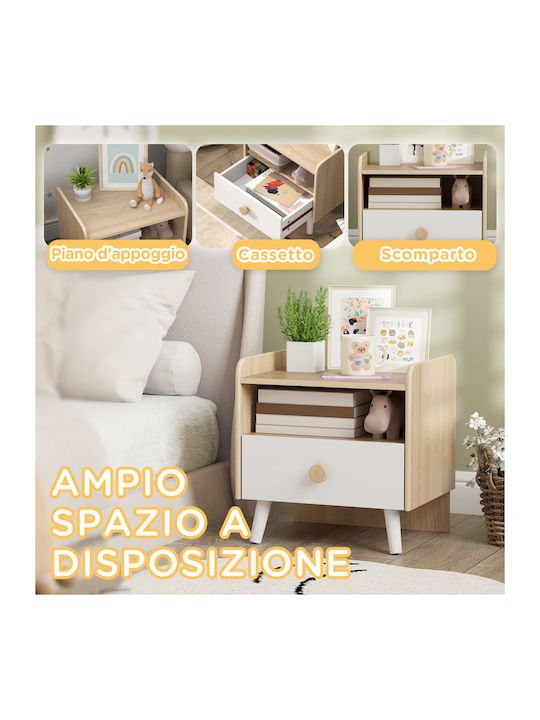 Wooden Kids Bedside Table White 40x32.5x40cm