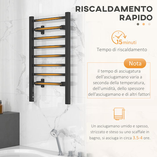 HomCom Ηλεκτρική Πετσετοκρεμάστρα 150W 90x53cm Μαύρη