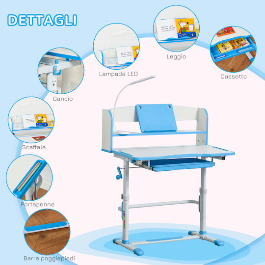 Kinder Schreibtisch Blau 80x54,5x82-104cm