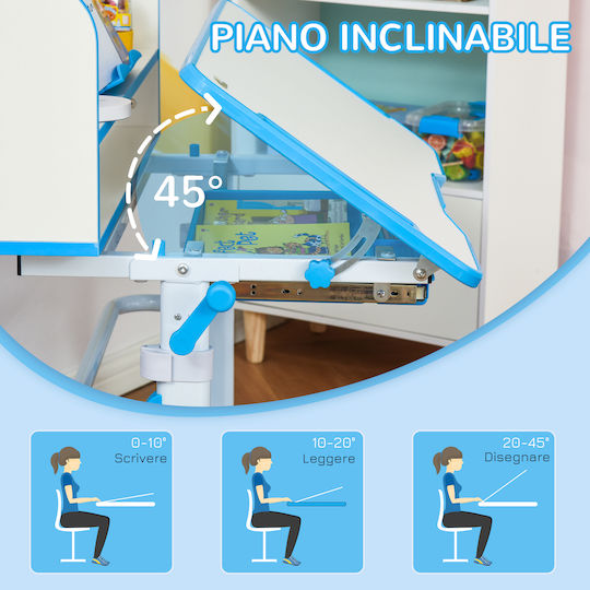Kinder Schreibtisch Blau 80x54,5x82-104cm