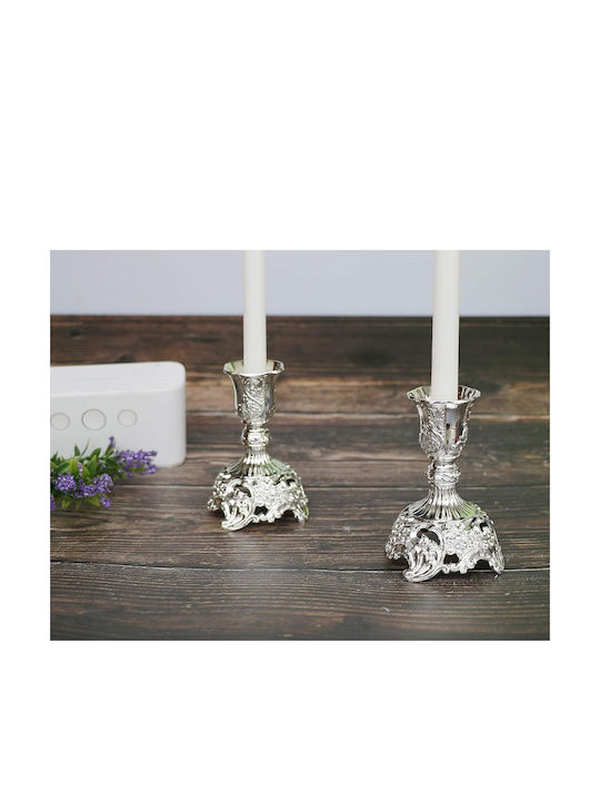 Set aus 2 silbernen Kerzenhaltern mit Deluxe-Gravurdesign