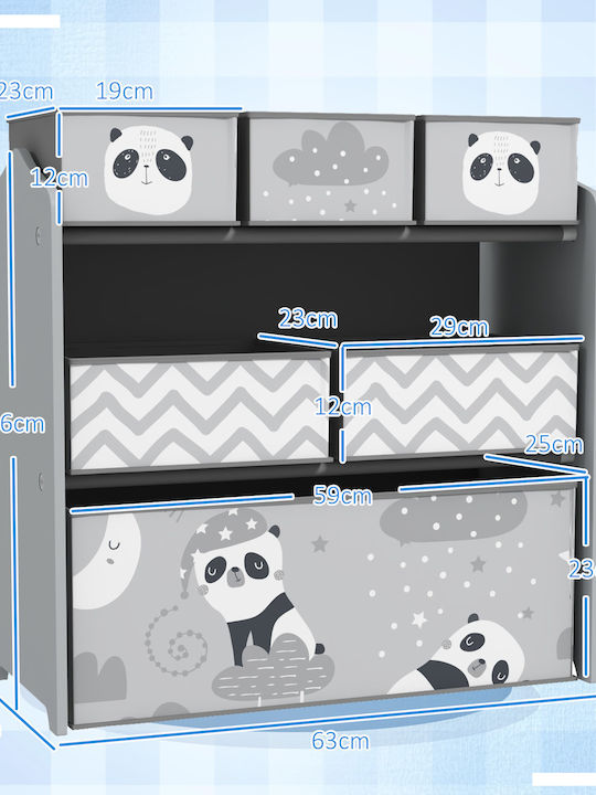 Zonekiz Sistem de Depozitare Jucării din Lemn Gri 63x30x66cm 1buc