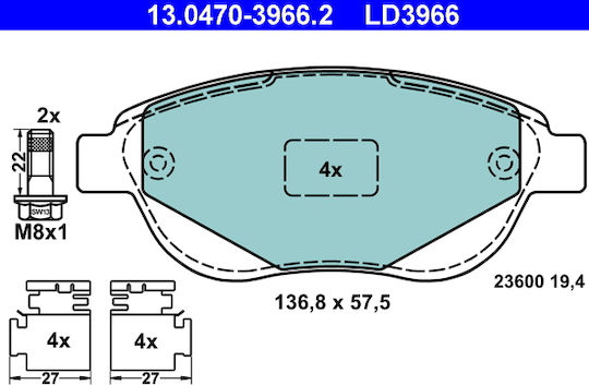 Накладки за спирачки Citroen C3 I Fc Ate 13047039662