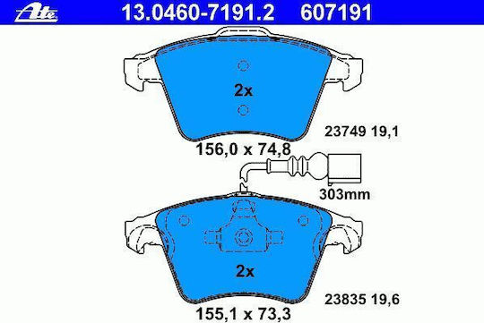 Brake Pads Vw Touareg 7la 7l6 7l7 Ate 13046071912