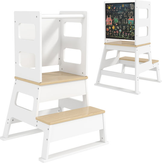 Learning Tower for Painting made of Wood White Aiyaplay