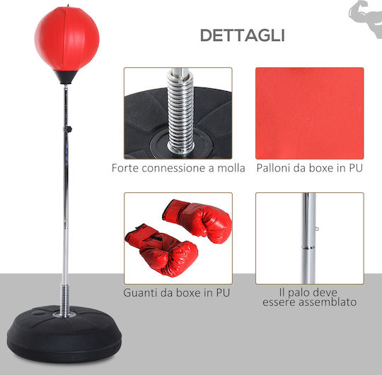 HomCom Συνθετικός Σάκος Ταχύτητας με Ύψος 43cm Κόκκινος