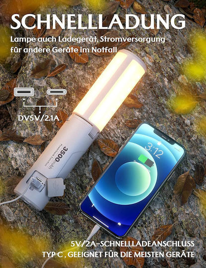 Led Laterne Wiederaufladbar für Camping mit Powerbank Weiß