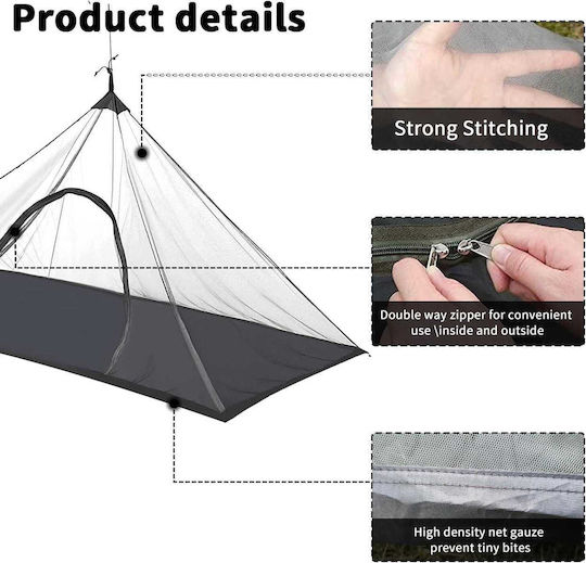 Single Camping Mosquitos Nest Black 220x120x100cm