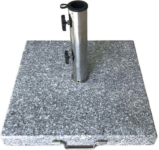 Bază pătrată pentru umbrelă, granit inox #304, 40kg, 45x45 H.7 5/37cm, granit metal Technostone-Technomarble E932