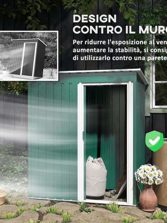 Metallic Garden Shed Galvanized Green L1.63xW0.89xH1.82m