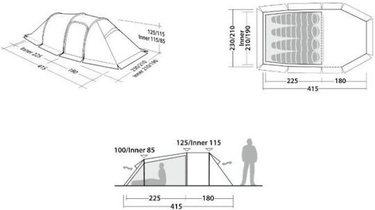 Robens Nordic Lynx 4 Σκηνή Camping Τούνελ Πράσινη 3 Εποχών για 4 Άτομα 230x415x125εκ.
