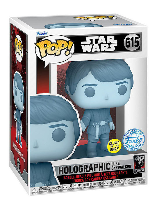 Funko Pop! Movies: Luke Skywalker Holographic Bobble-Head & Glows in the Dark Special Edition