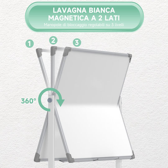 HomCom Magnetic Tablă marker Tablă de seminar cu un trepied 127x50cm