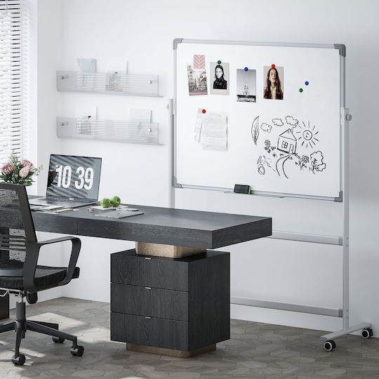HomCom Magnetic Tablă marker Tablă de seminar cu un trepied 127x50cm