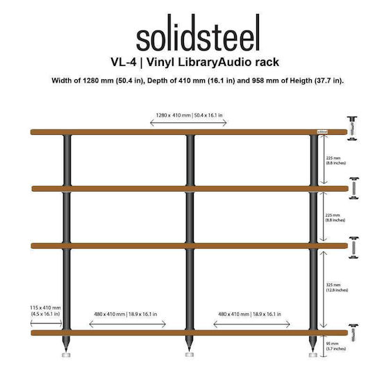 Solidsteel Vl-4 Hi-fi & Vinyl Rack Black