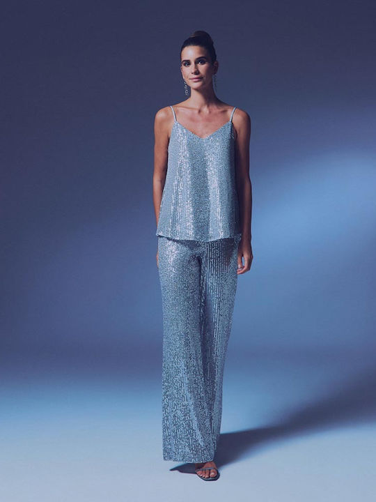 Damen Bluse mit Trägern Silver