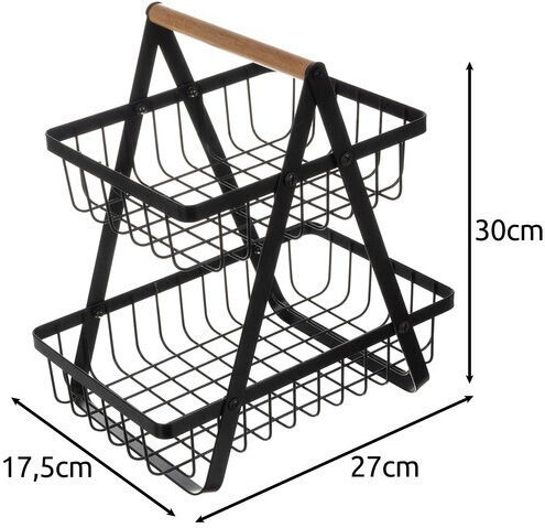 Ruhhy Obstschale Metallisch 2 Niveaus Schwarz 30x27x17.5cm