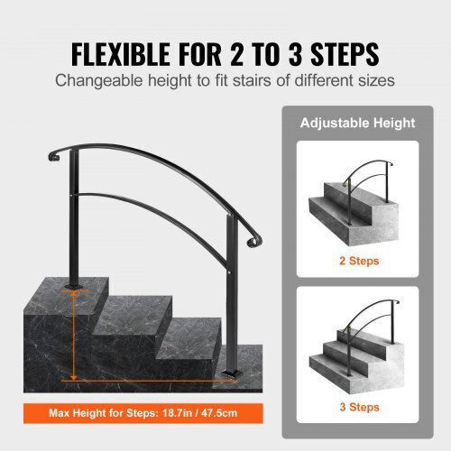 Balustradă Reglabilă din Fier Vevor 3ft pentru 3 Trepte Exterioare 3fthwtyfsblack001v0