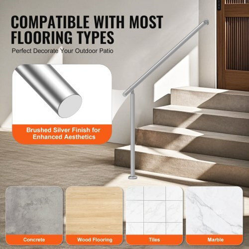Vevor Stainless Steel Handrails 120cm Outdoor Steps 47.3in Bxgdlzfs120cr5f2iv0
