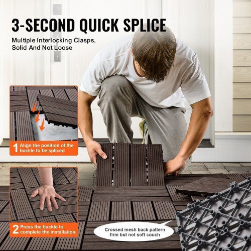 Vevor Placă pentru Podea de Grădină din Plastic 30.48x30.48buc 10buc