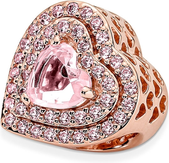 Σύμβολο Pandora Roz Gold Λαμπερή Πέτρα Σχήμα Καρδιάς Pavé 789218c01