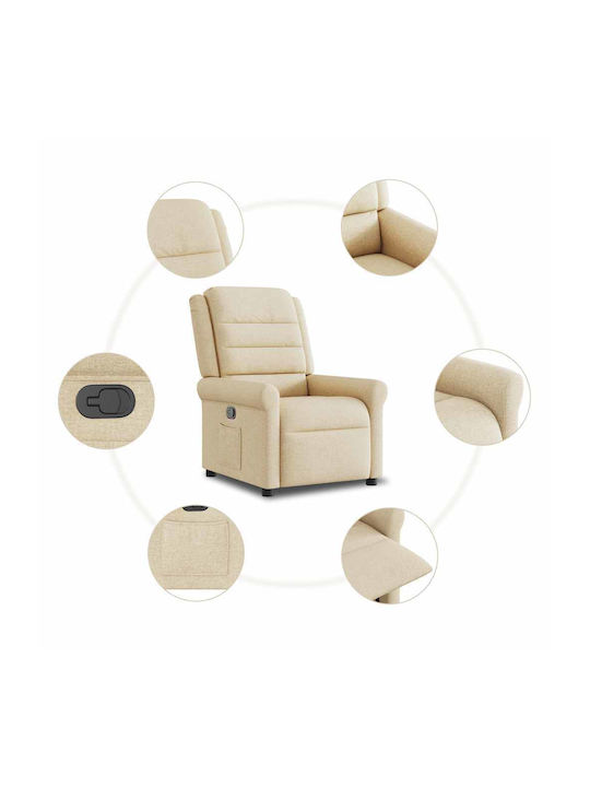 Relax Armchair with Footstool Cream 73x91.5x102.5cm