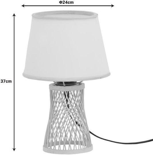 Inart Kaldro Table Lamp for Socket E27 with White Shade and Beige Base