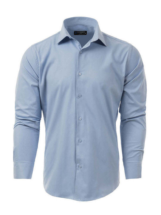 Langärmlig Baumwolle Hemd Blue