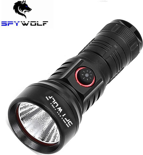 Spywolf Επαναφορτιζόμενος Φακός LED IP65 με Μέγιστη Φωτεινότητα 6000lm