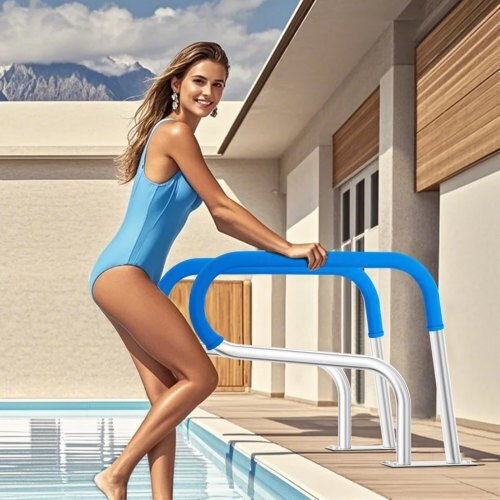 Vevor Χειρολαβή Πισίνας από Ανοξείδωτο Ατσάλι 32x23εκ. Λευκή