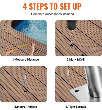 Vevor Pool Handle made of Stainless Steel 121.92x91.44cm White