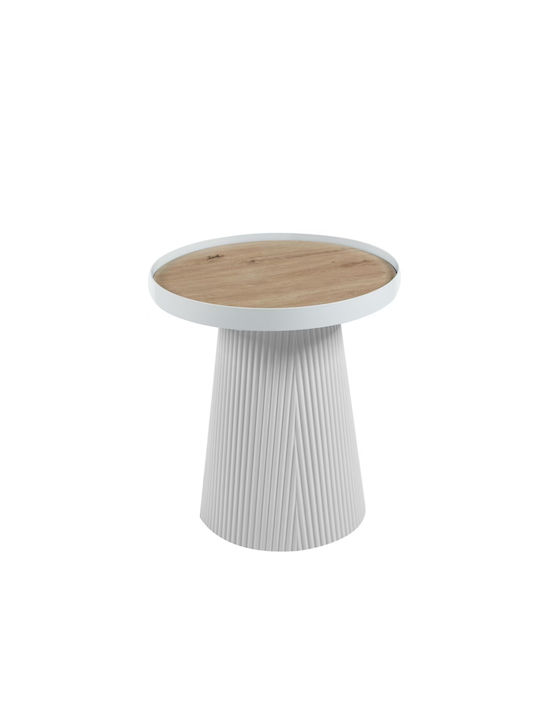 Round Side Table Denton Wooden White L45xW45xH51.5cm.