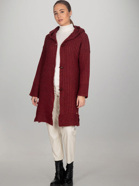 Vera Long Women's Cardigan Bordeaux