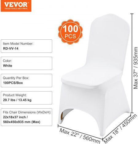 Vevor Еластичен Калъф За стол White 100бр 100PCSGXBSYT00001V0